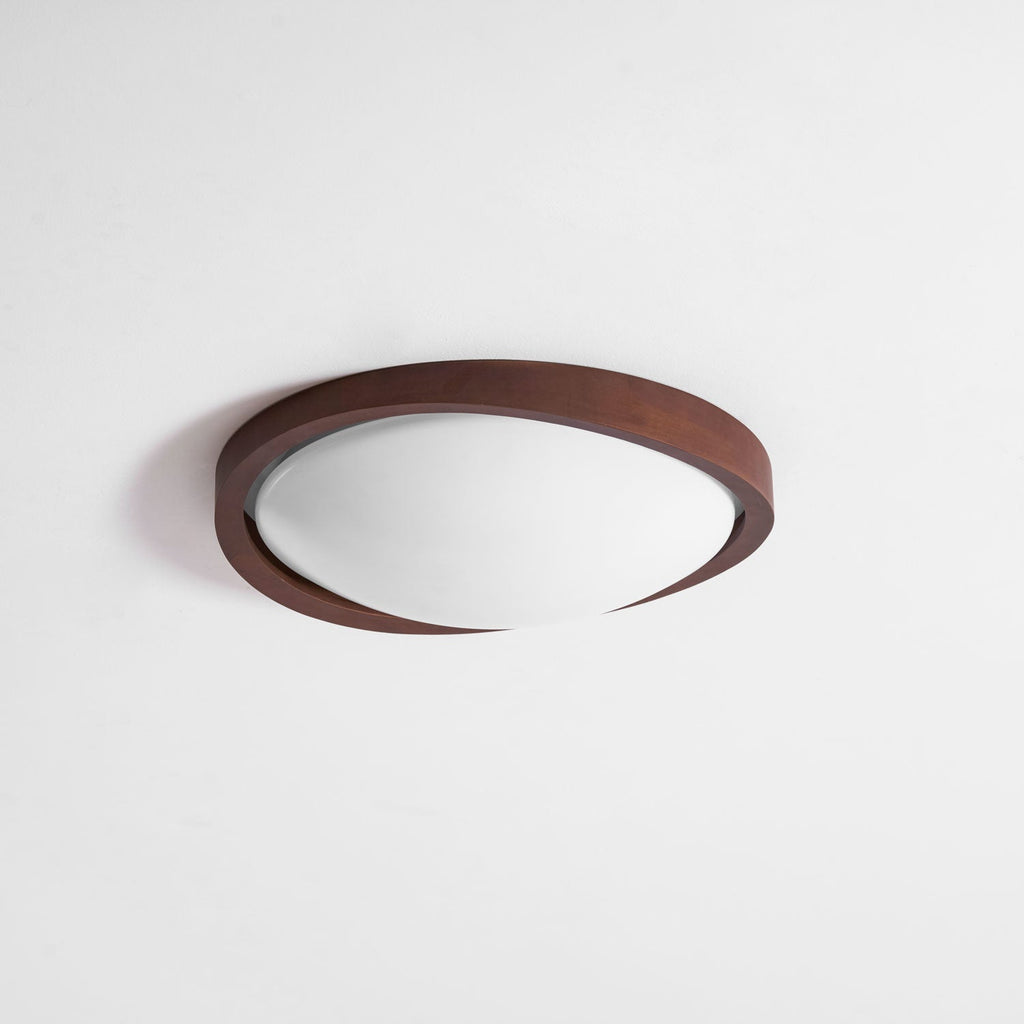 Curved Edge Walnut Ceiling Fixture Lighting Lobby