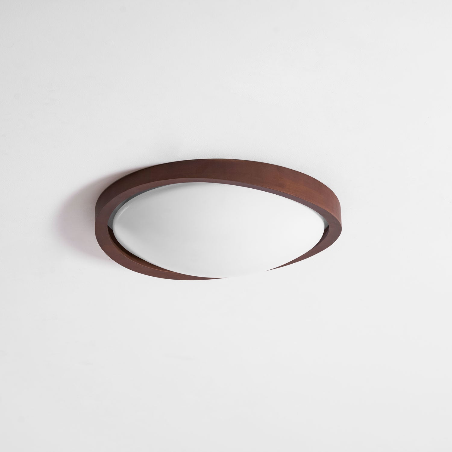 Curved Edge Walnut Ceiling Fixture Lighting Lobby