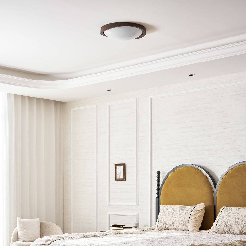 Curved Edge Walnut Ceiling Fixture Lighting Lobby