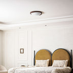 Curved Edge Walnut Ceiling Fixture Lighting Lobby