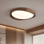 Curved Edge Walnut Ceiling Fixture Lighting Lobby
