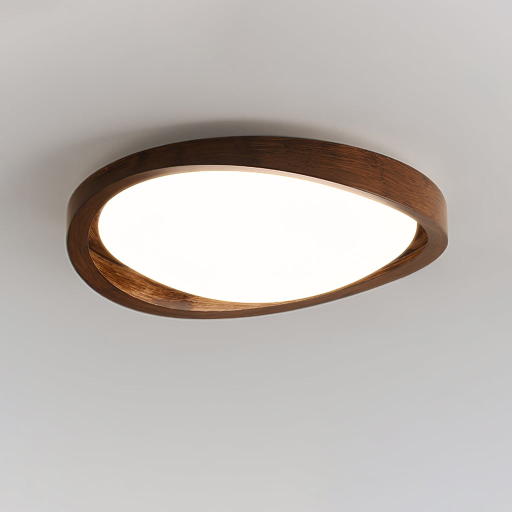 Curved Edge Walnut Ceiling Fixture Lighting Lobby