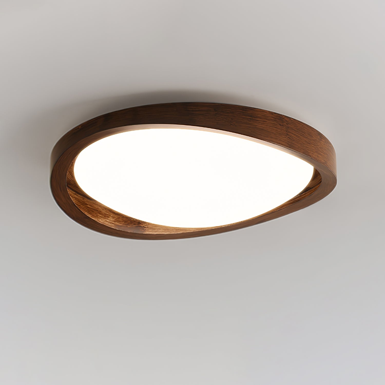 Curved Edge Walnut Ceiling Fixture Lighting Lobby