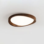 Curved Edge Walnut Ceiling Fixture Lighting Lobby