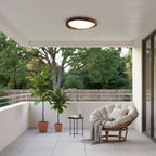 Curved Edge Walnut Ceiling Fixture Lighting Lobby