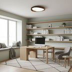 Curved Edge Walnut Ceiling Fixture Lighting Lobby