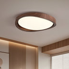Curved Edge Walnut Ceiling Fixture Lighting Lobby