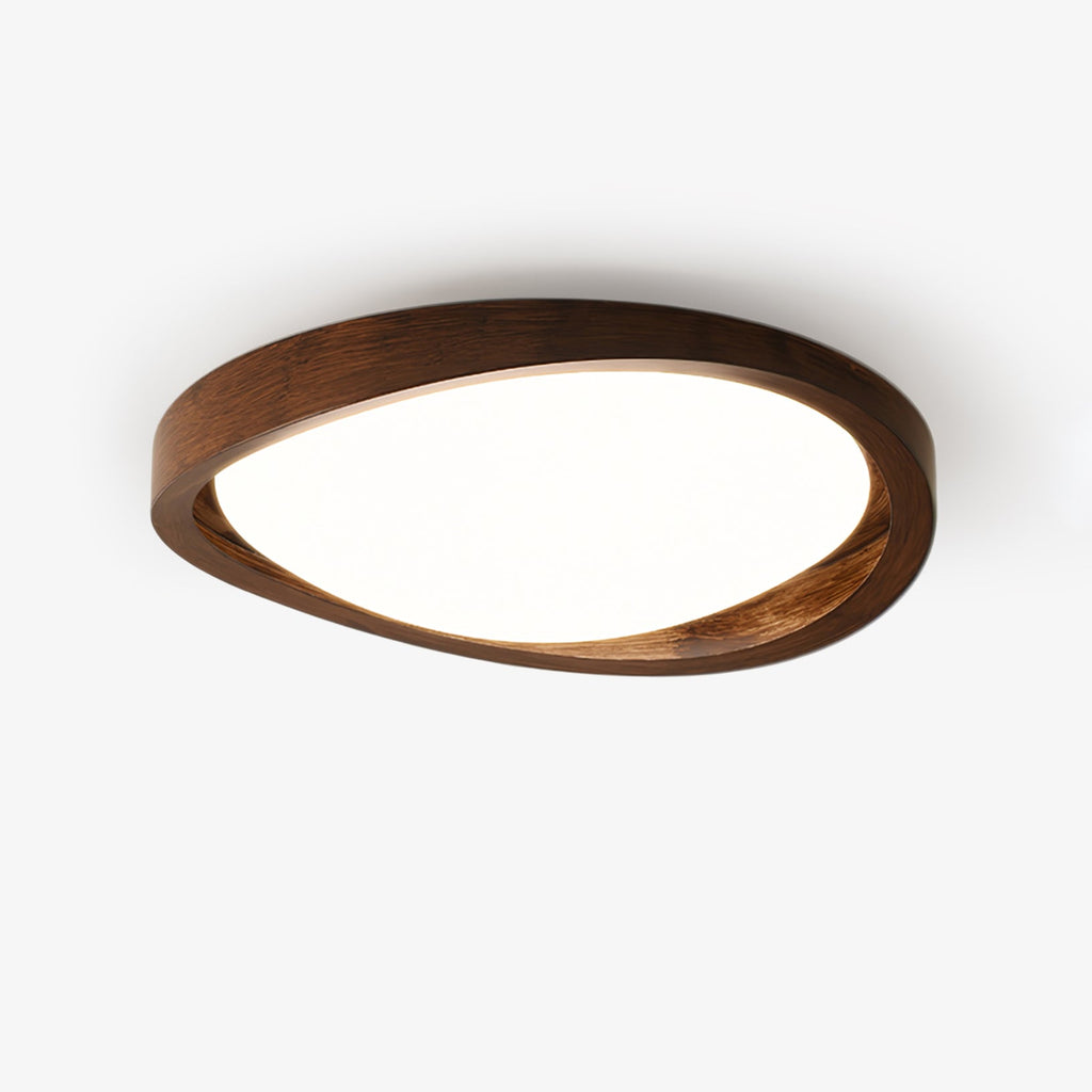 Curved Edge Walnut Ceiling Fixture Lighting Lobby