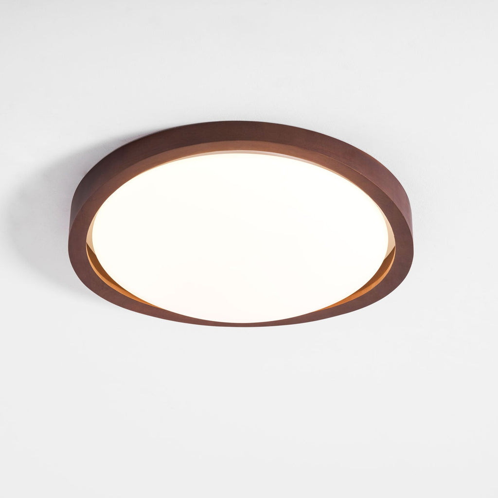 Curved Edge Walnut Ceiling Fixture Lighting Lobby
