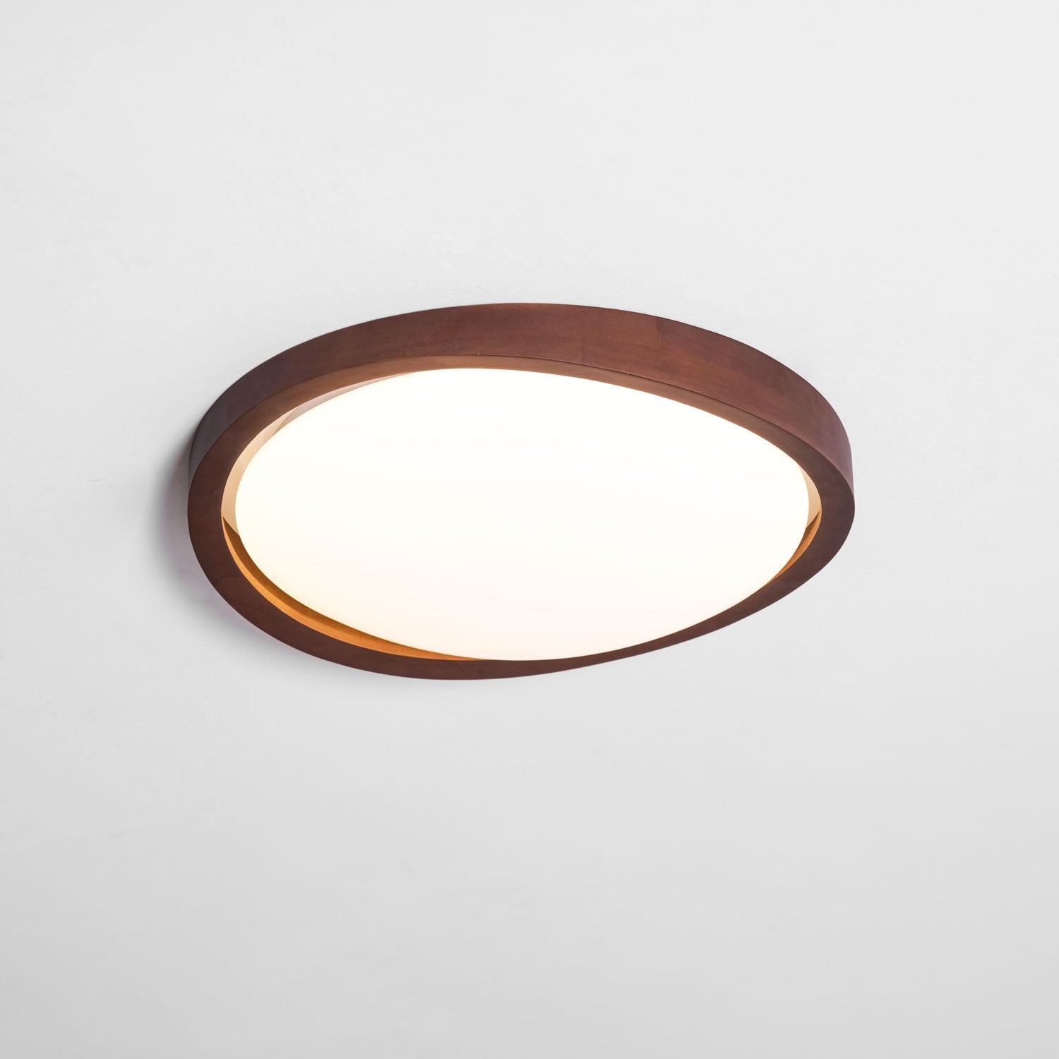 Curved Edge Walnut Ceiling Fixture Lighting Lobby
