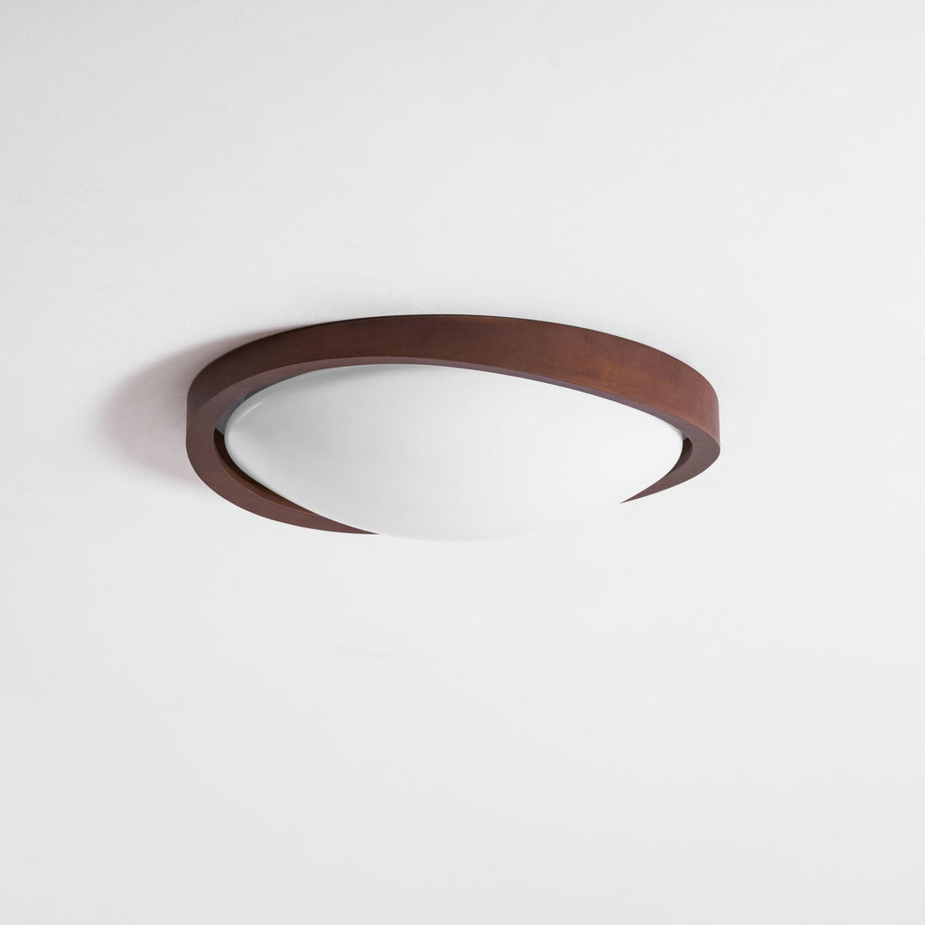 Curved Edge Walnut Ceiling Fixture Lighting Lobby