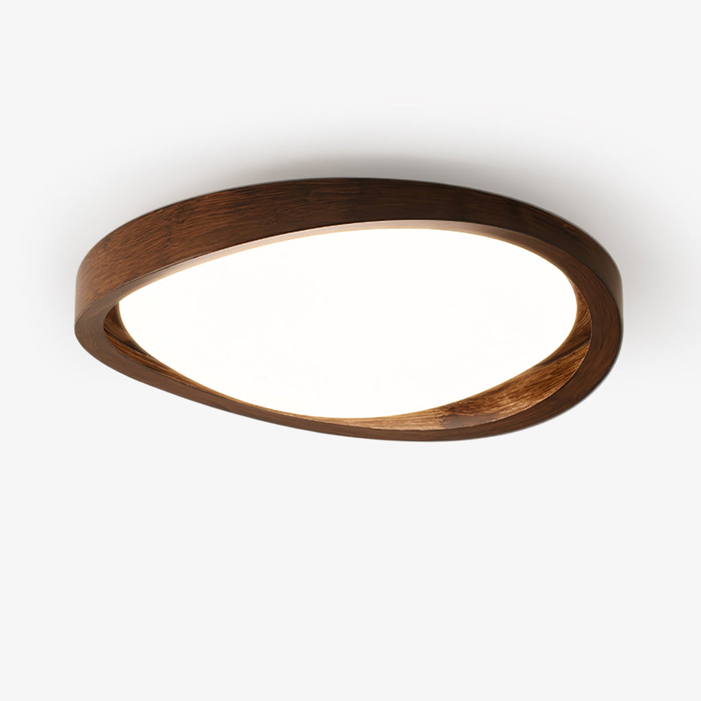 Curved Edge Walnut Ceiling Fixture Lighting Lobby
