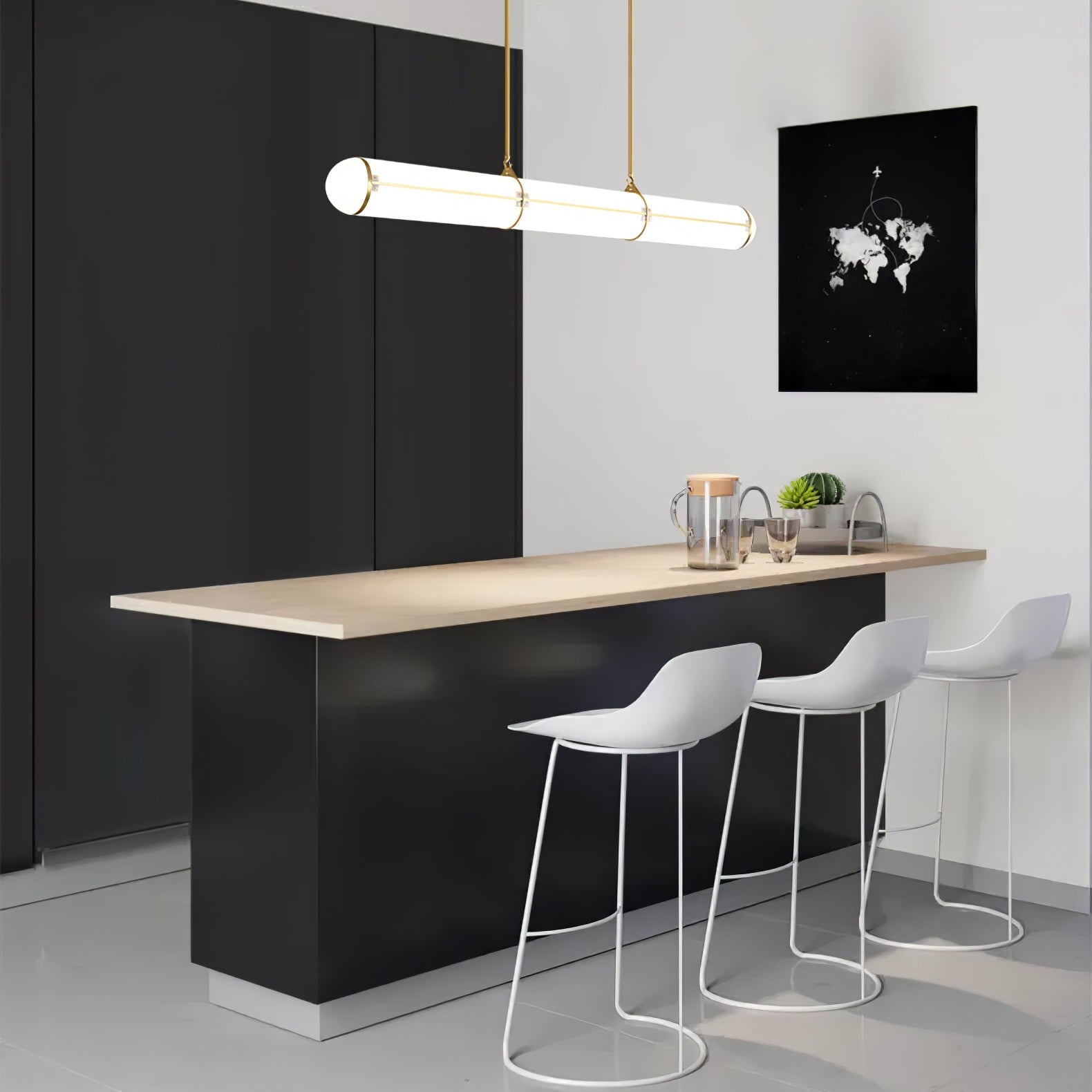 Cylindrical Ceiling Suspension Lamp Lighting Lobby