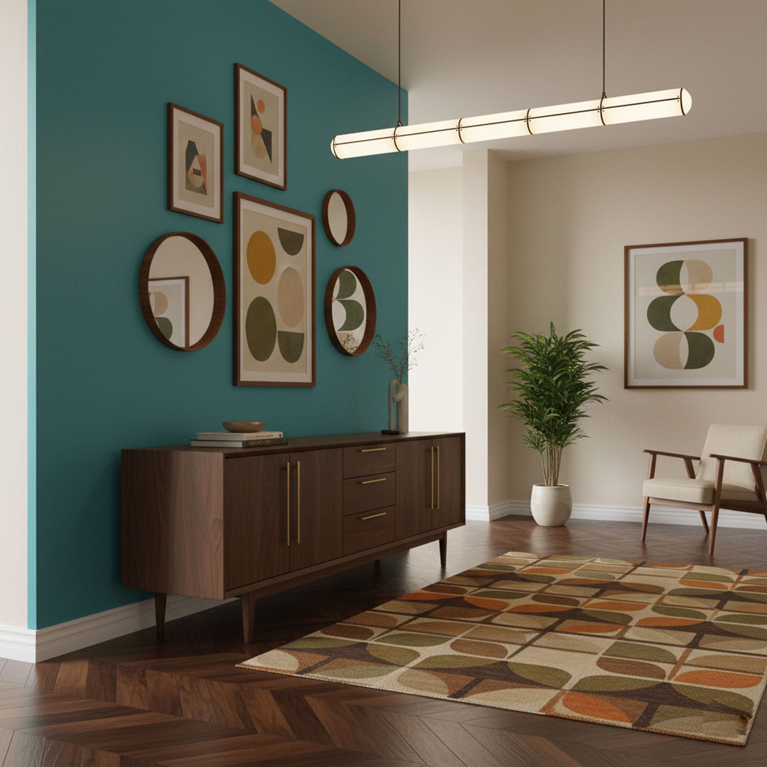 Cylindrical Ceiling Suspension Lamp Lighting Lobby