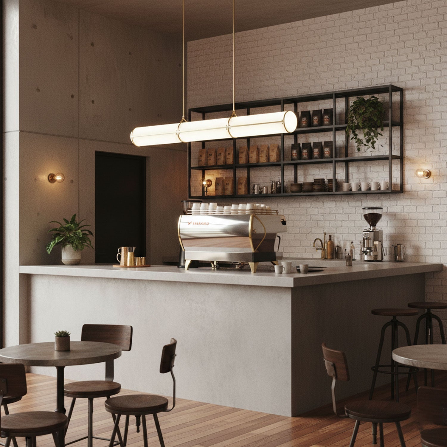 Cylindrical Ceiling Suspension Lamp Lighting Lobby
