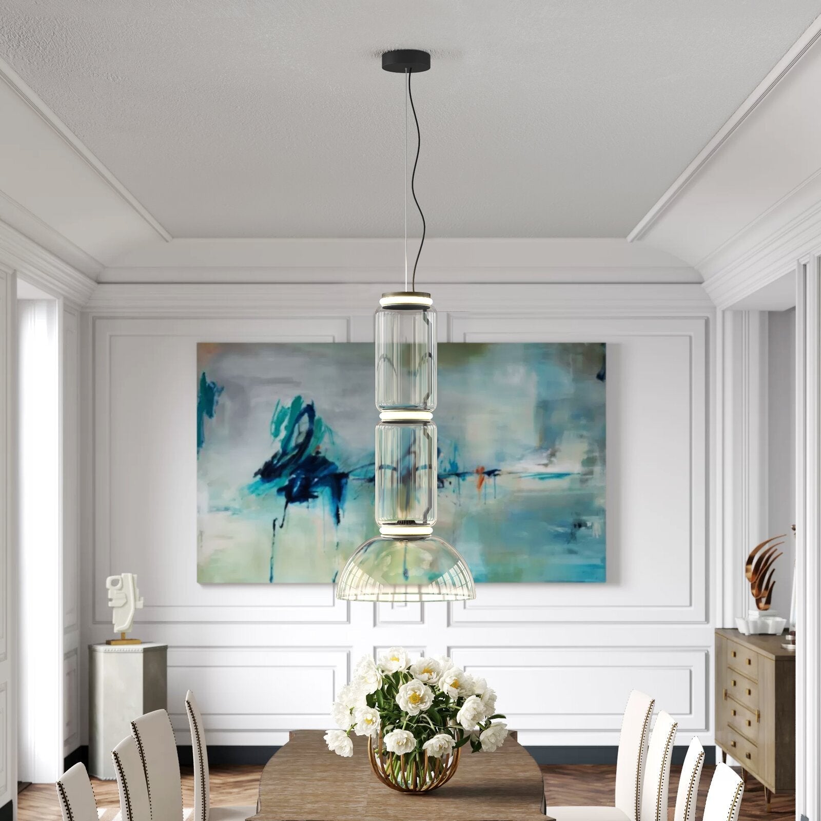 Cylindrical LED Ceiling Suspension Light Lighting Lobby