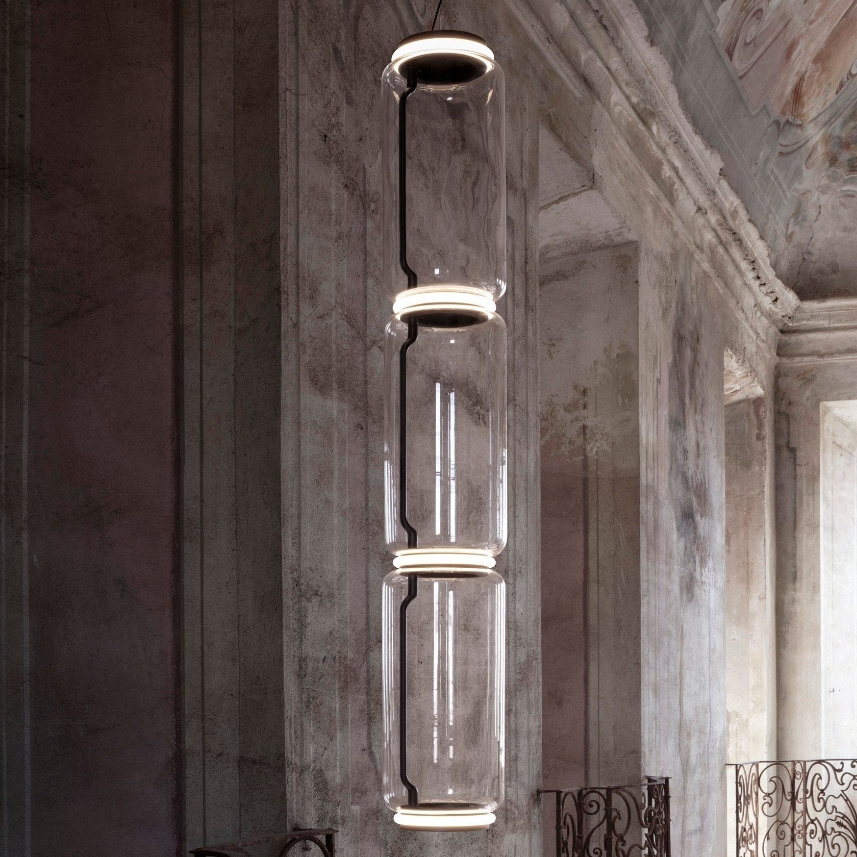 Cylindrical LED Ceiling Suspension Light Lighting Lobby