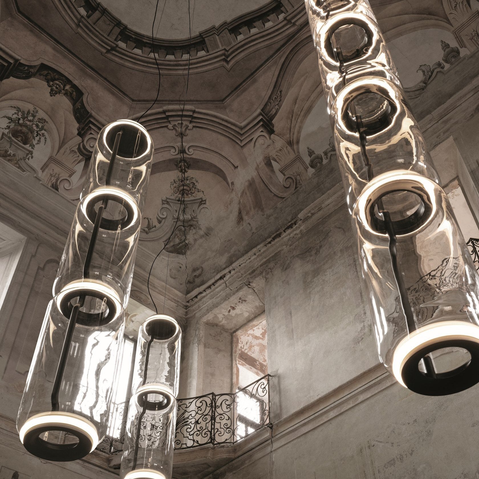Cylindrical LED Ceiling Suspension Light Lighting Lobby