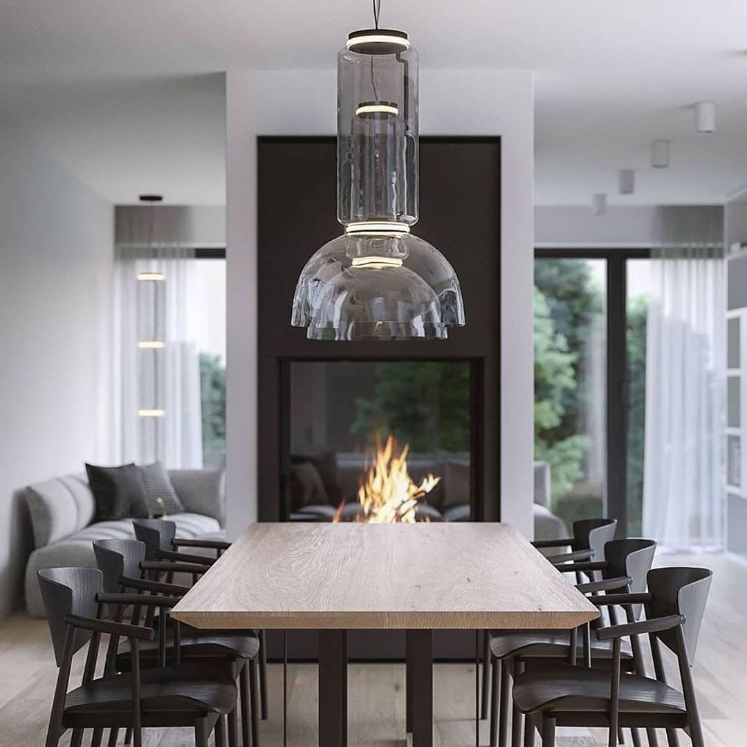 Cylindrical LED Ceiling Suspension Light Lighting Lobby