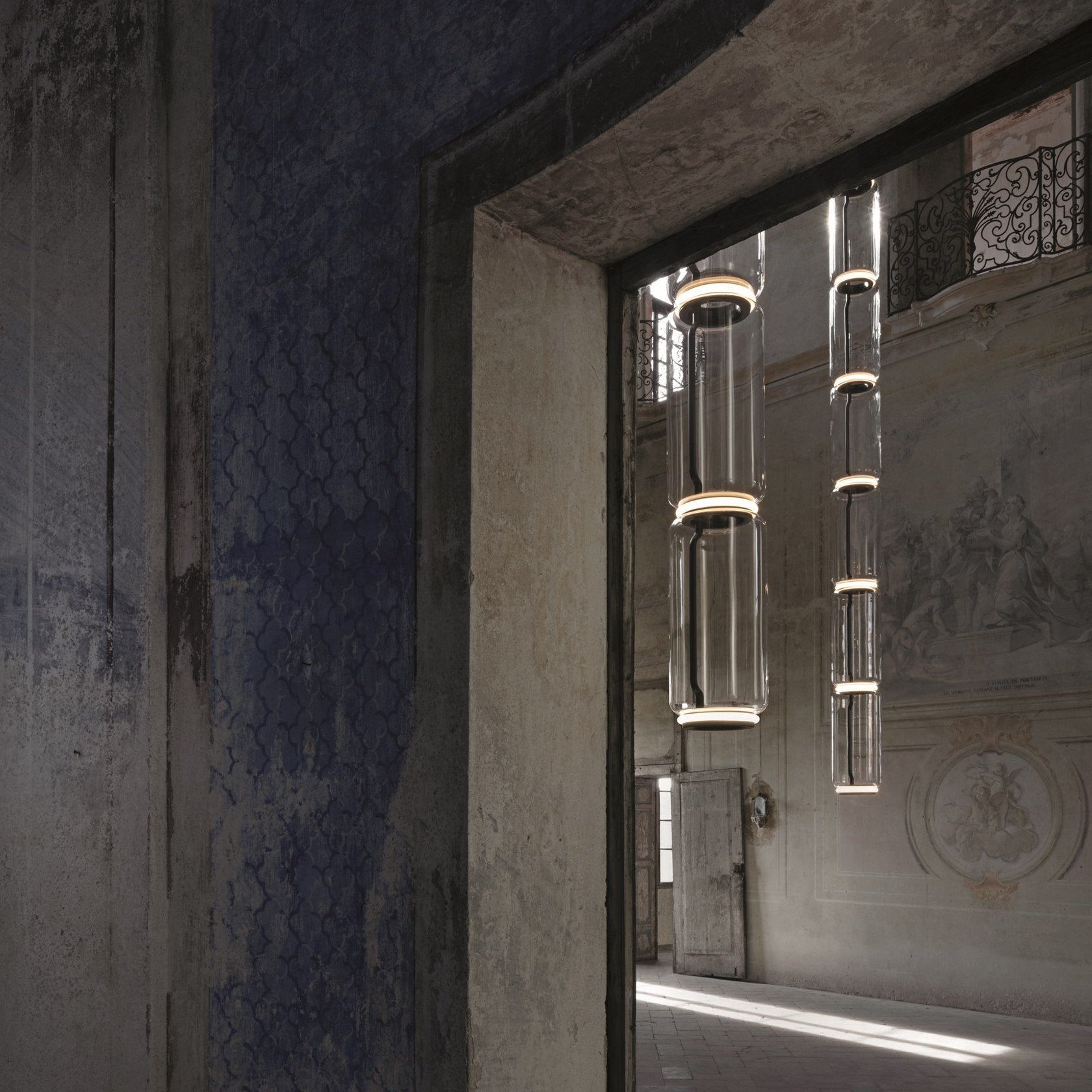 Cylindrical LED Ceiling Suspension Light Lighting Lobby