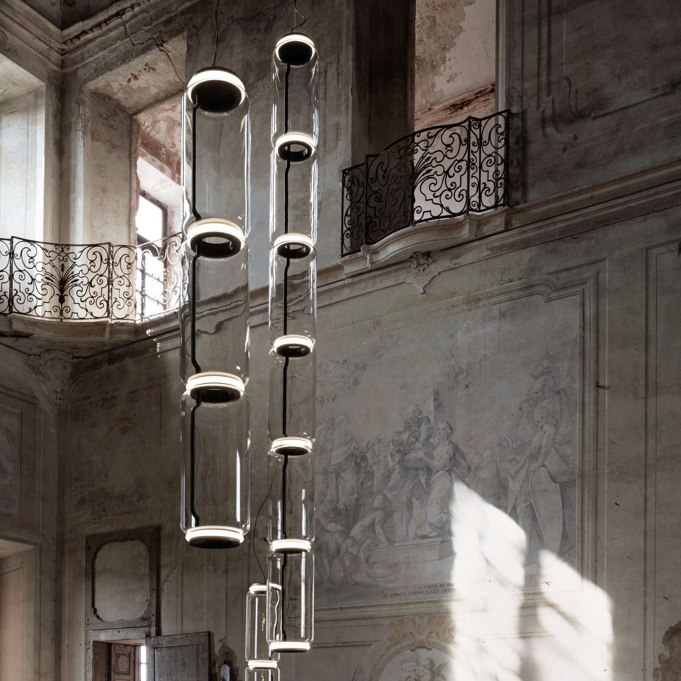 Cylindrical LED Ceiling Suspension Light Lighting Lobby