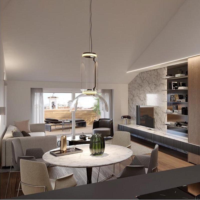 Cylindrical LED Ceiling Suspension Light Lighting Lobby