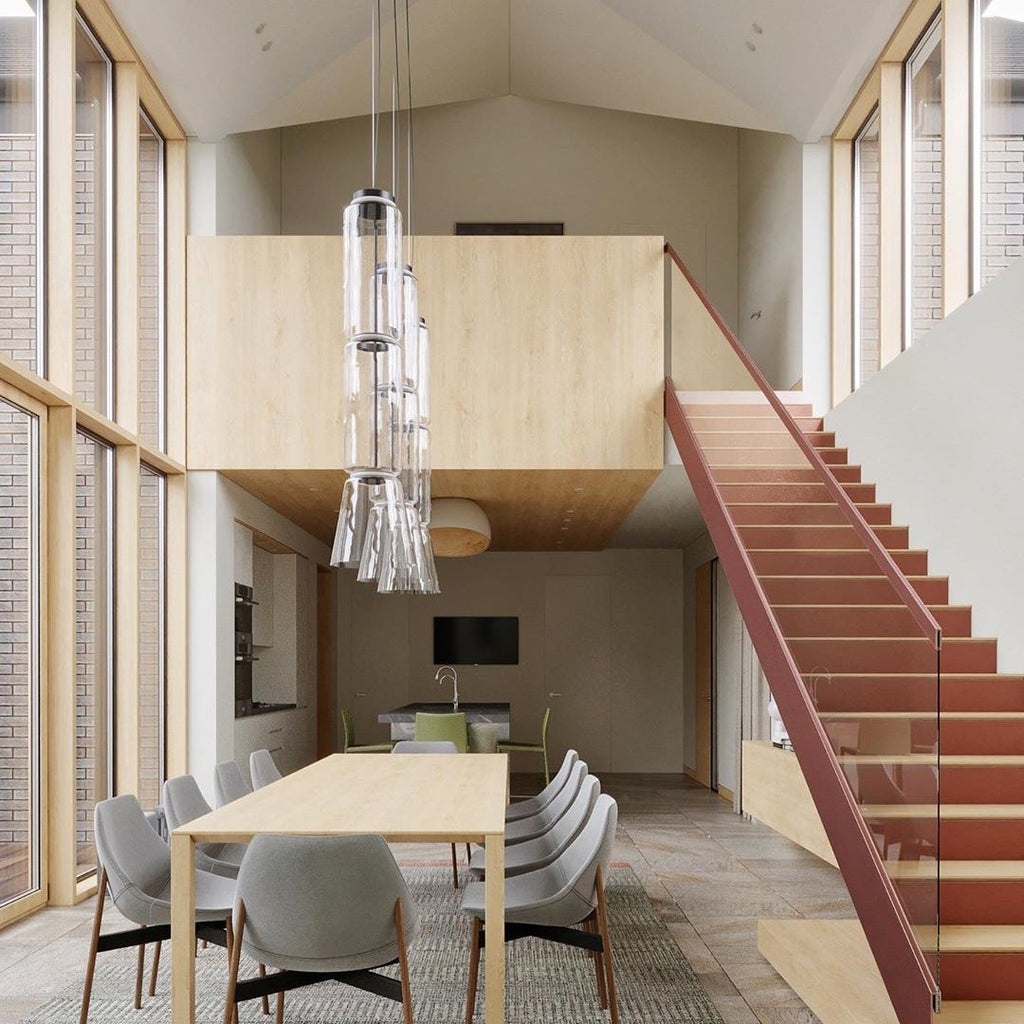 Cylindrical LED Ceiling Suspension Light Lighting Lobby
