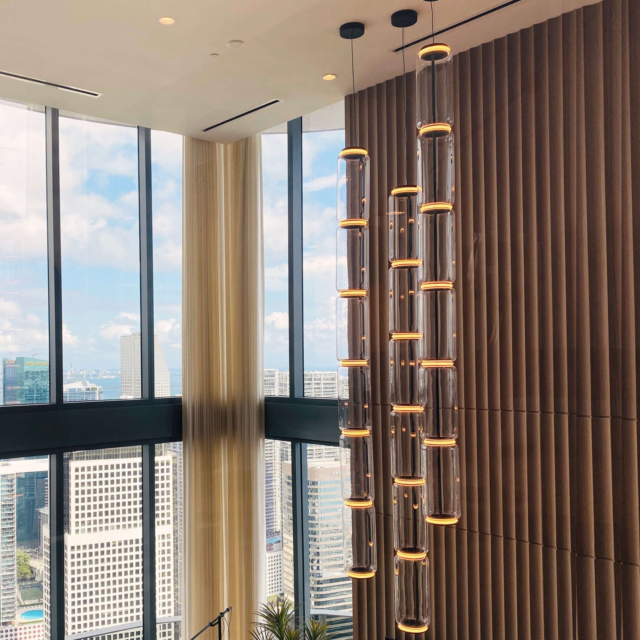 Cylindrical LED Ceiling Suspension Light Lighting Lobby