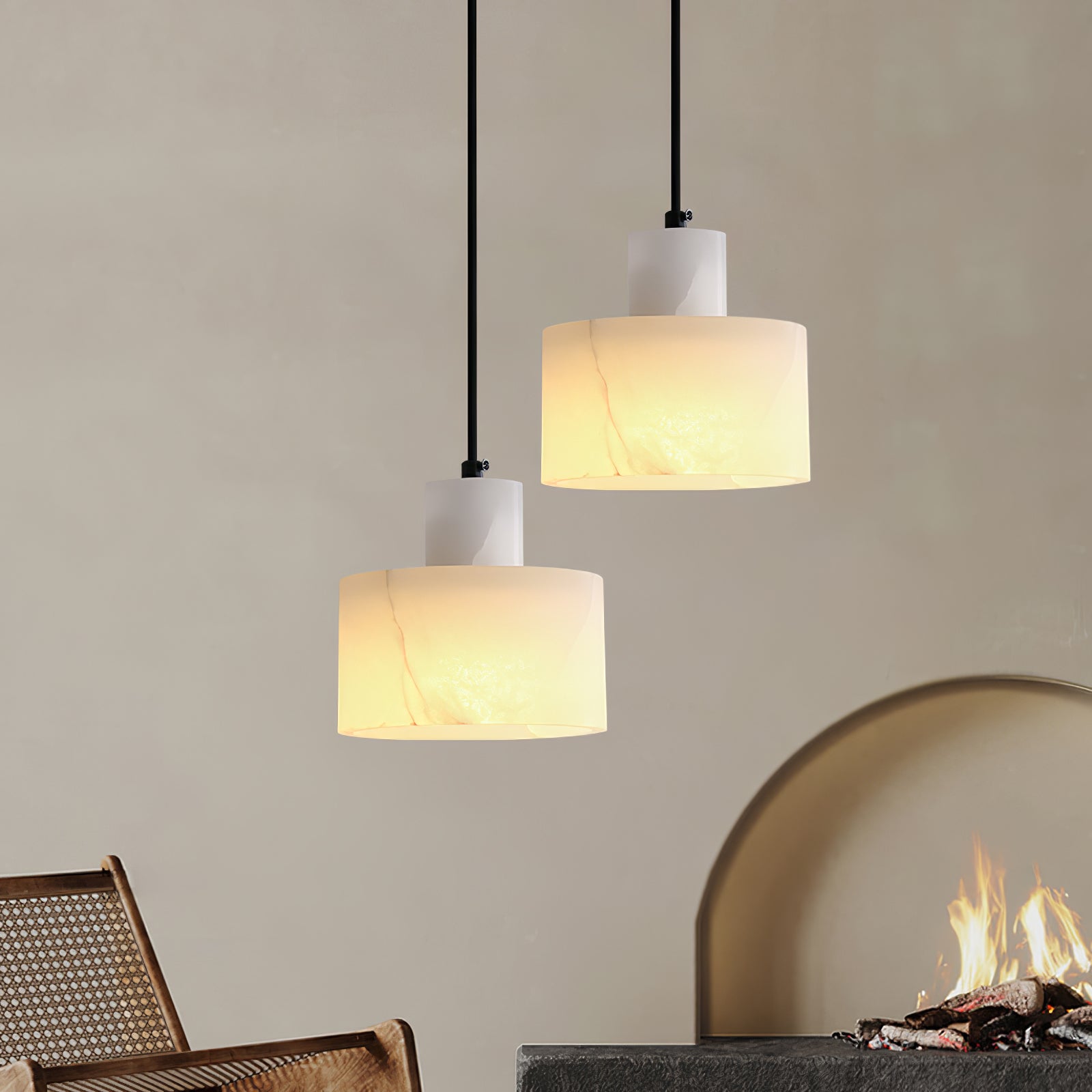 Cyls Alabaster Ceiling Suspension Lamp Lighting Lobby