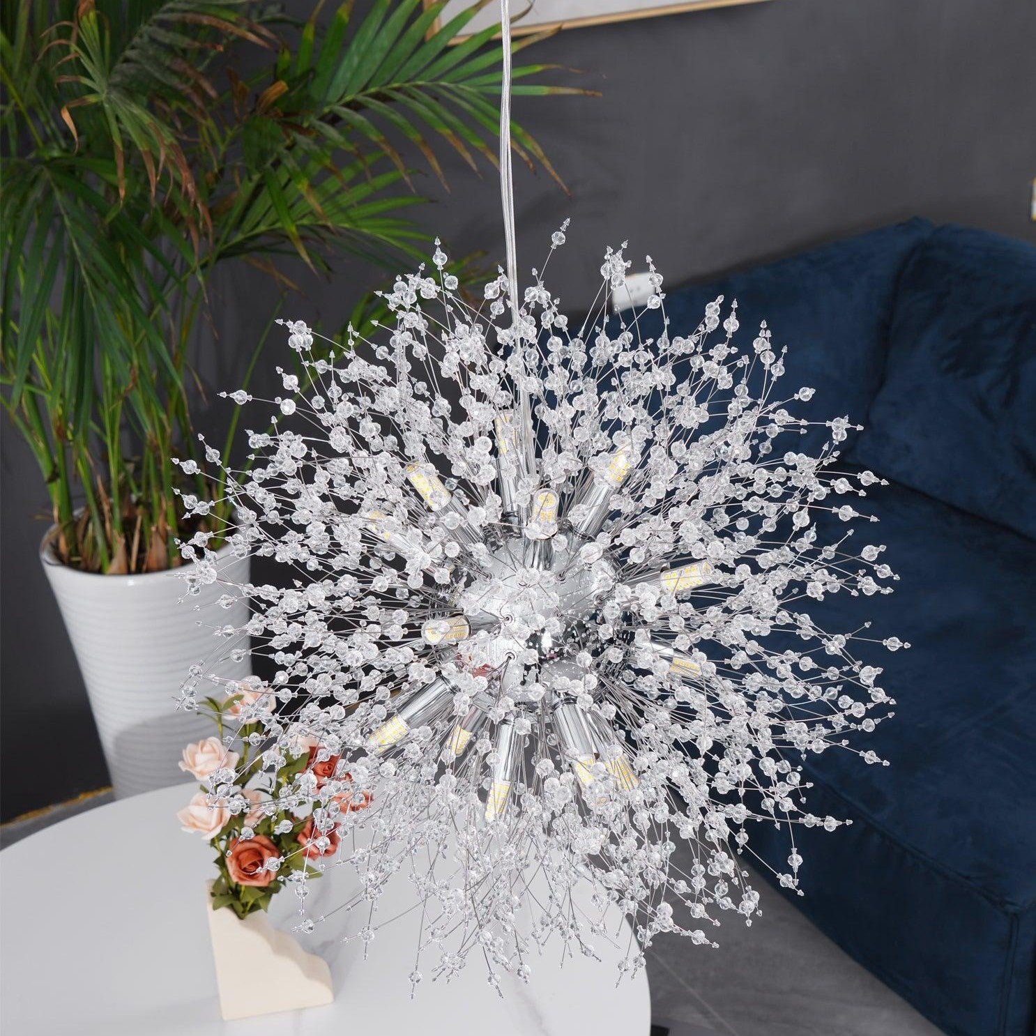 Dandelion Crystal Ceiling Pendant Lighting Lobby