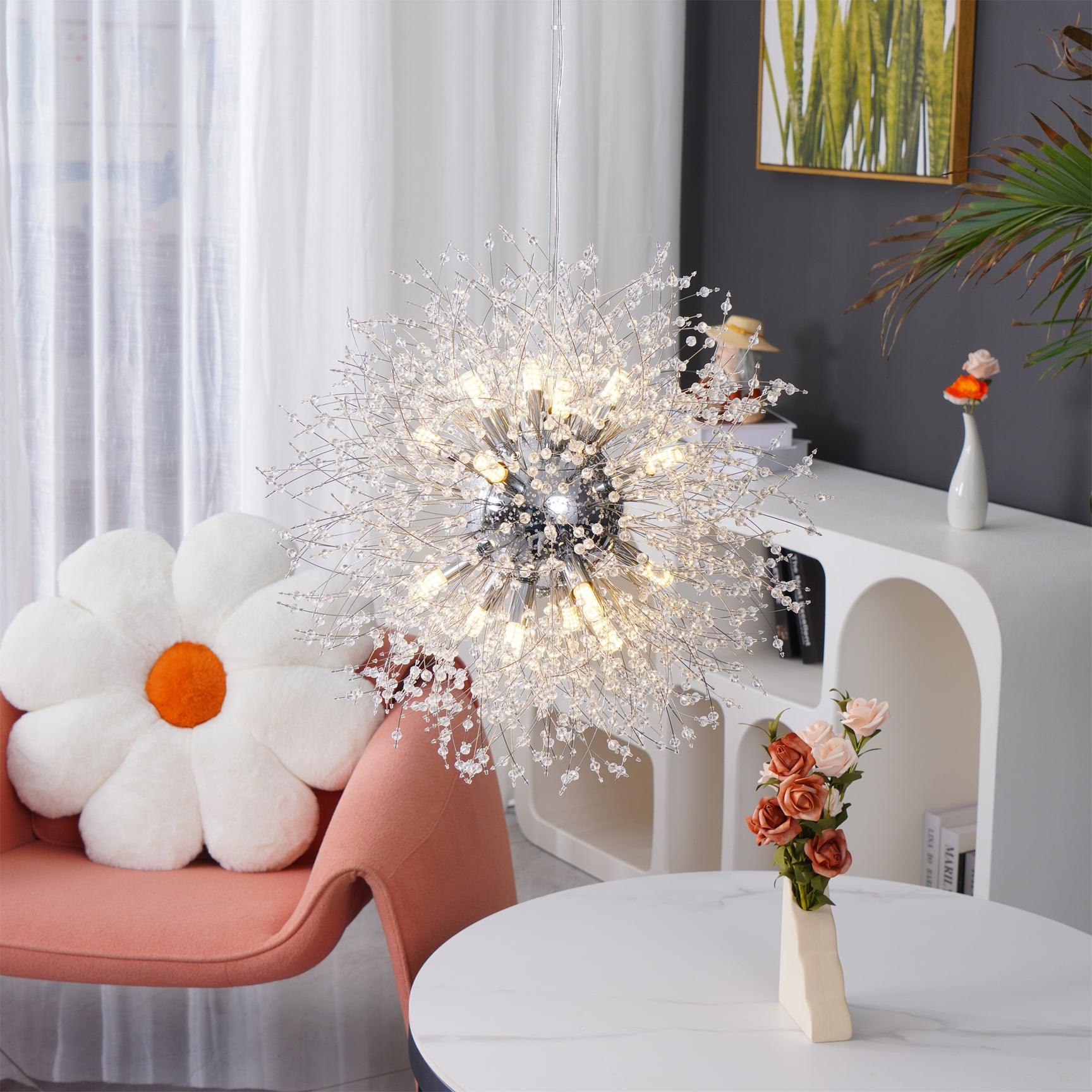 Dandelion Crystal Ceiling Pendant Lighting Lobby