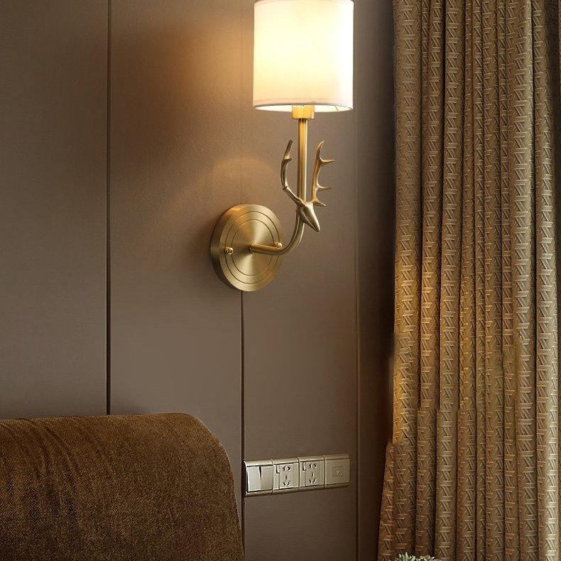 Deer Head Brass Wall Sconce Lighting Lobby