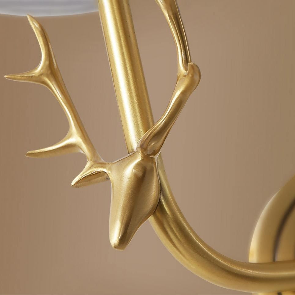 Deer Head Brass Wall Sconce Lighting Lobby