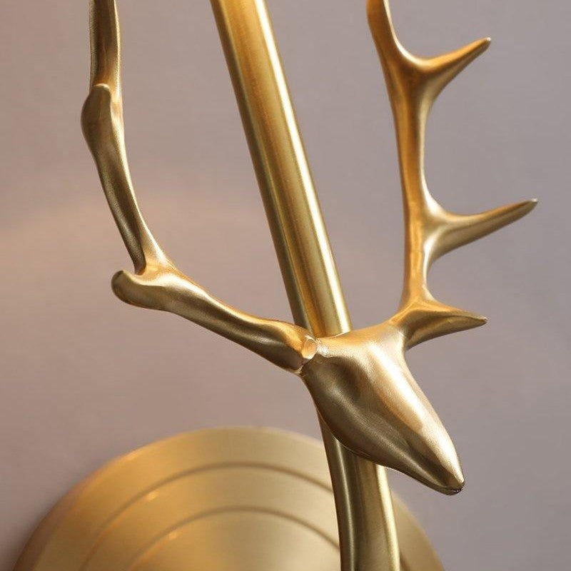 Deer Head Brass Wall Sconce Lighting Lobby