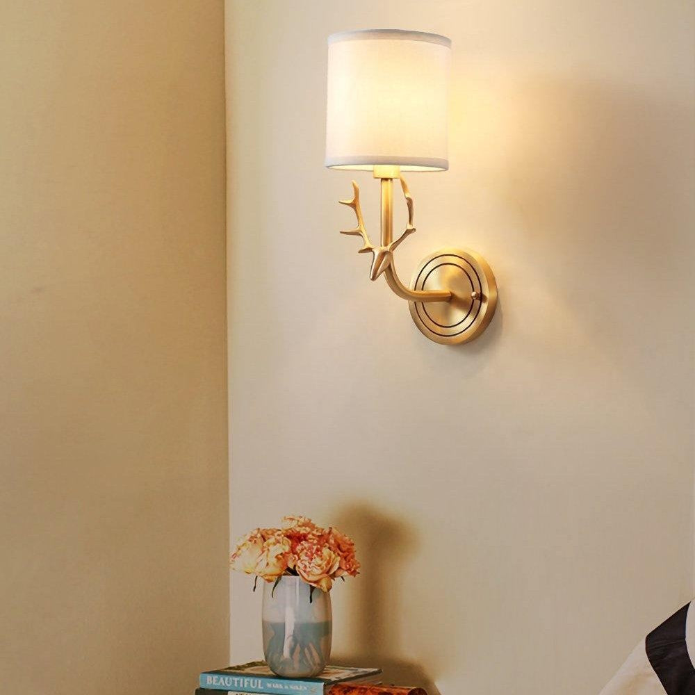 Deer Head Brass Wall Sconce Lighting Lobby