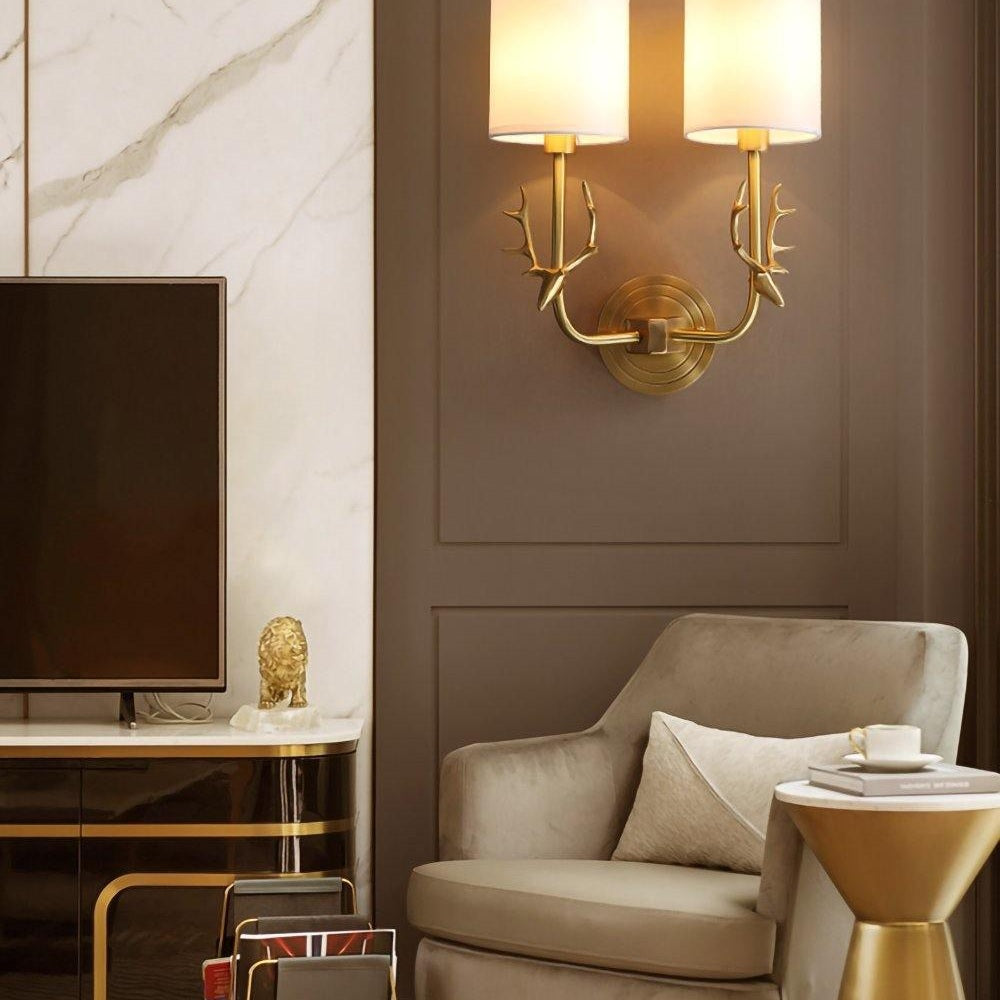 Deer Head Brass Wall Sconce Lighting Lobby