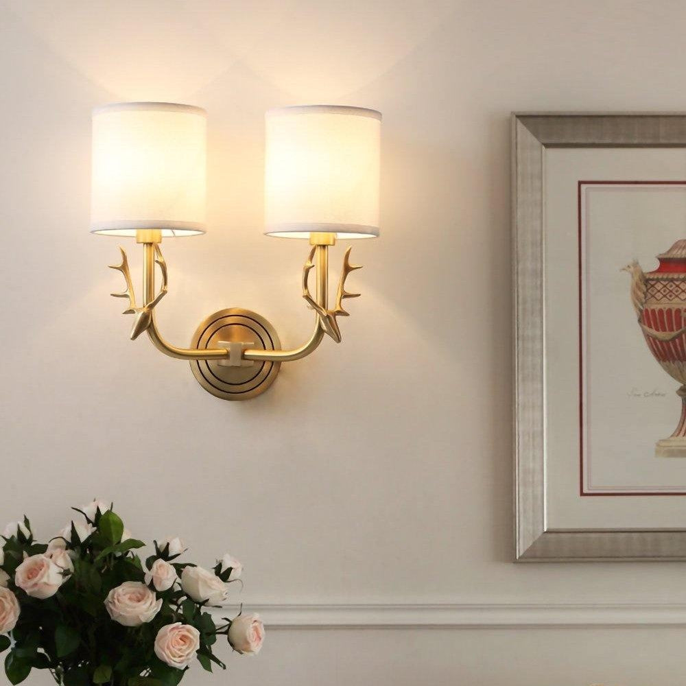 Deer Head Brass Wall Sconce Lighting Lobby