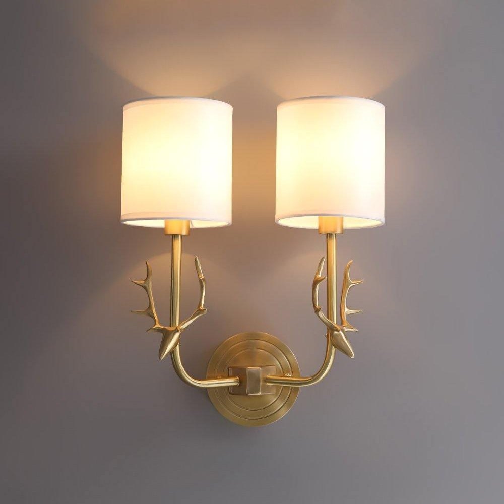 Deer Head Brass Wall Sconce Lighting Lobby