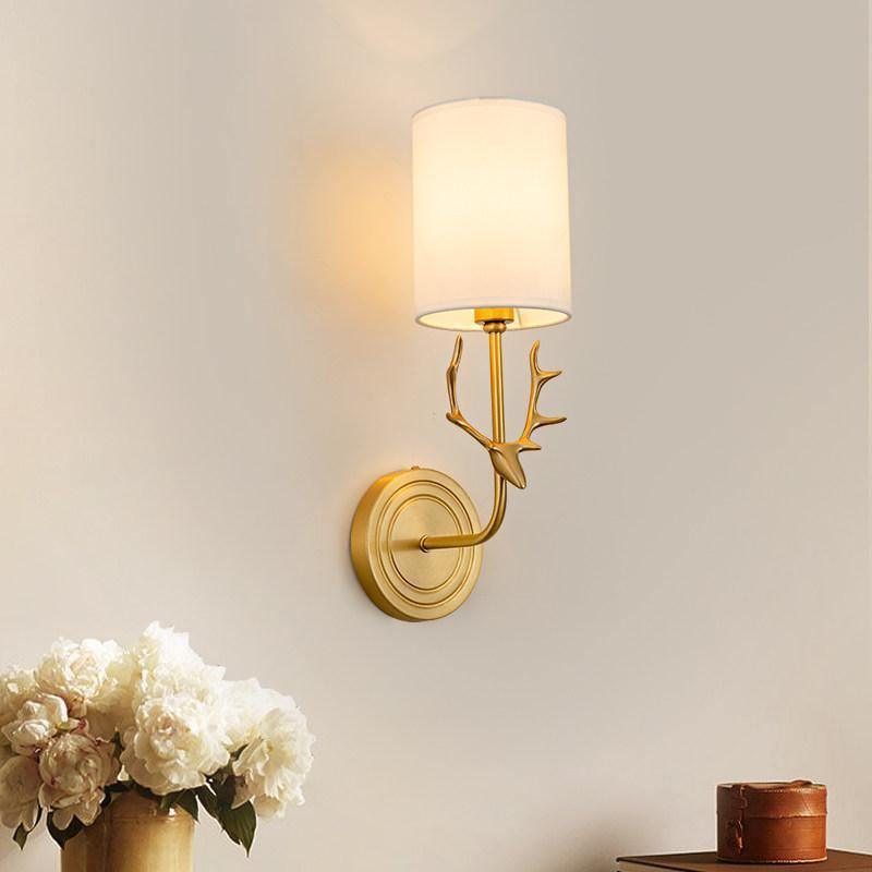 Deer Head Brass Wall Sconce Lighting Lobby