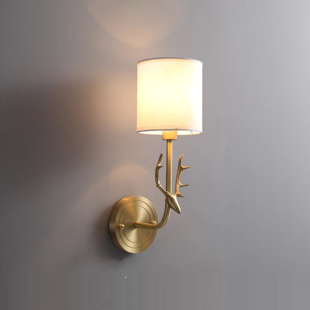 Deer Head Brass Wall Sconce Lighting Lobby