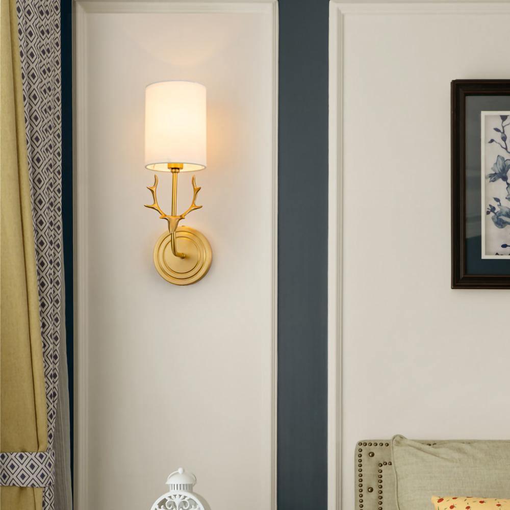 Deer Head Brass Wall Sconce Lighting Lobby