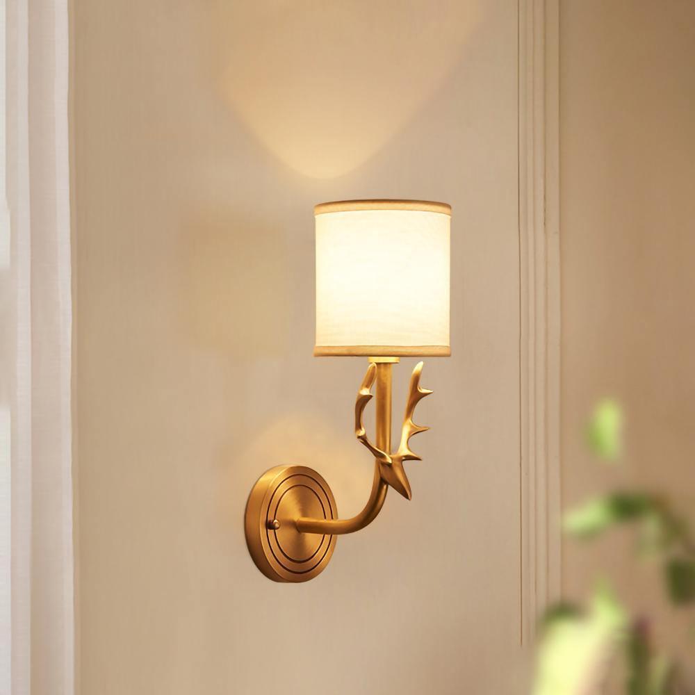 Deer Head Brass Wall Sconce Lighting Lobby