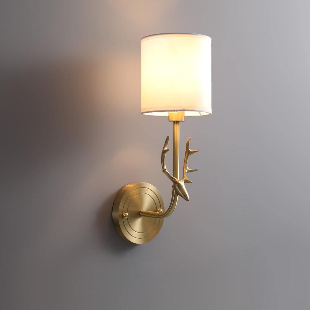 Deer Head Brass Wall Sconce Lighting Lobby