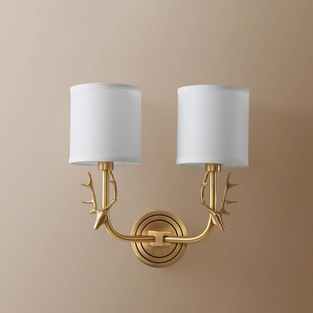 Deer Head Brass Wall Sconce Lighting Lobby