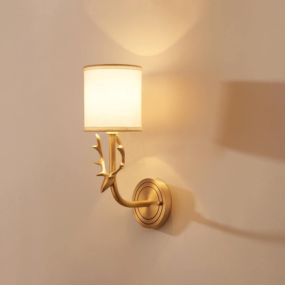 Deer Head Brass Wall Sconce Lighting Lobby