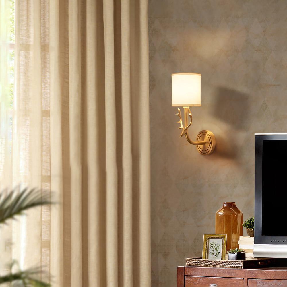 Deer Head Brass Wall Sconce Lighting Lobby