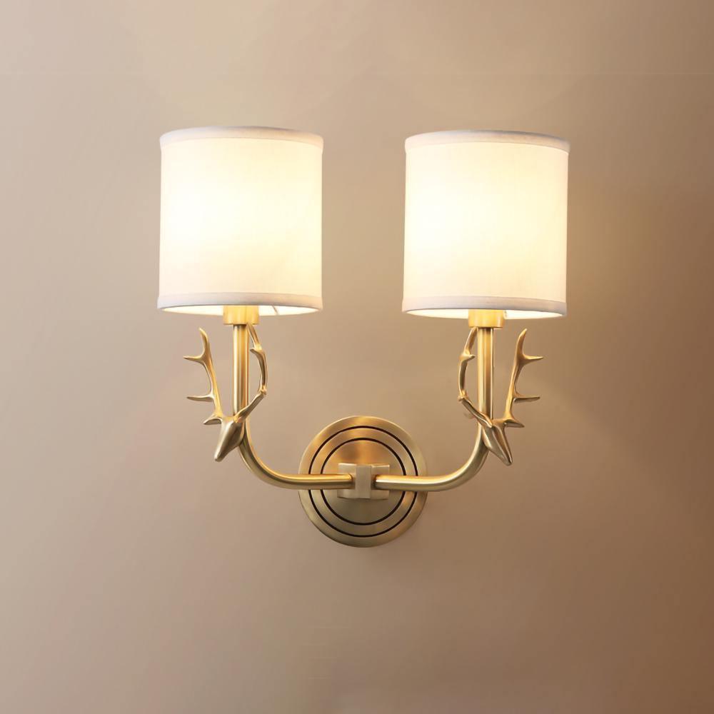 Deer Head Brass Wall Sconce Lighting Lobby