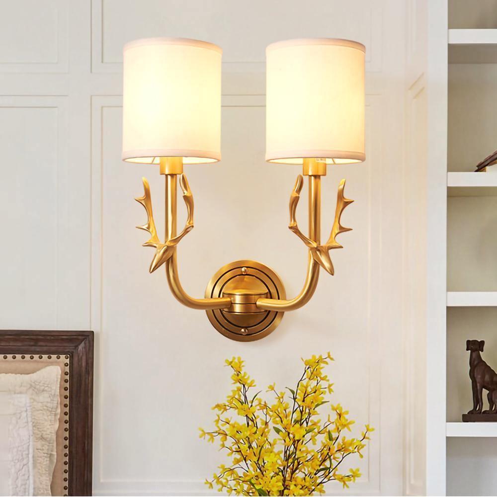 Deer Head Brass Wall Sconce Lighting Lobby