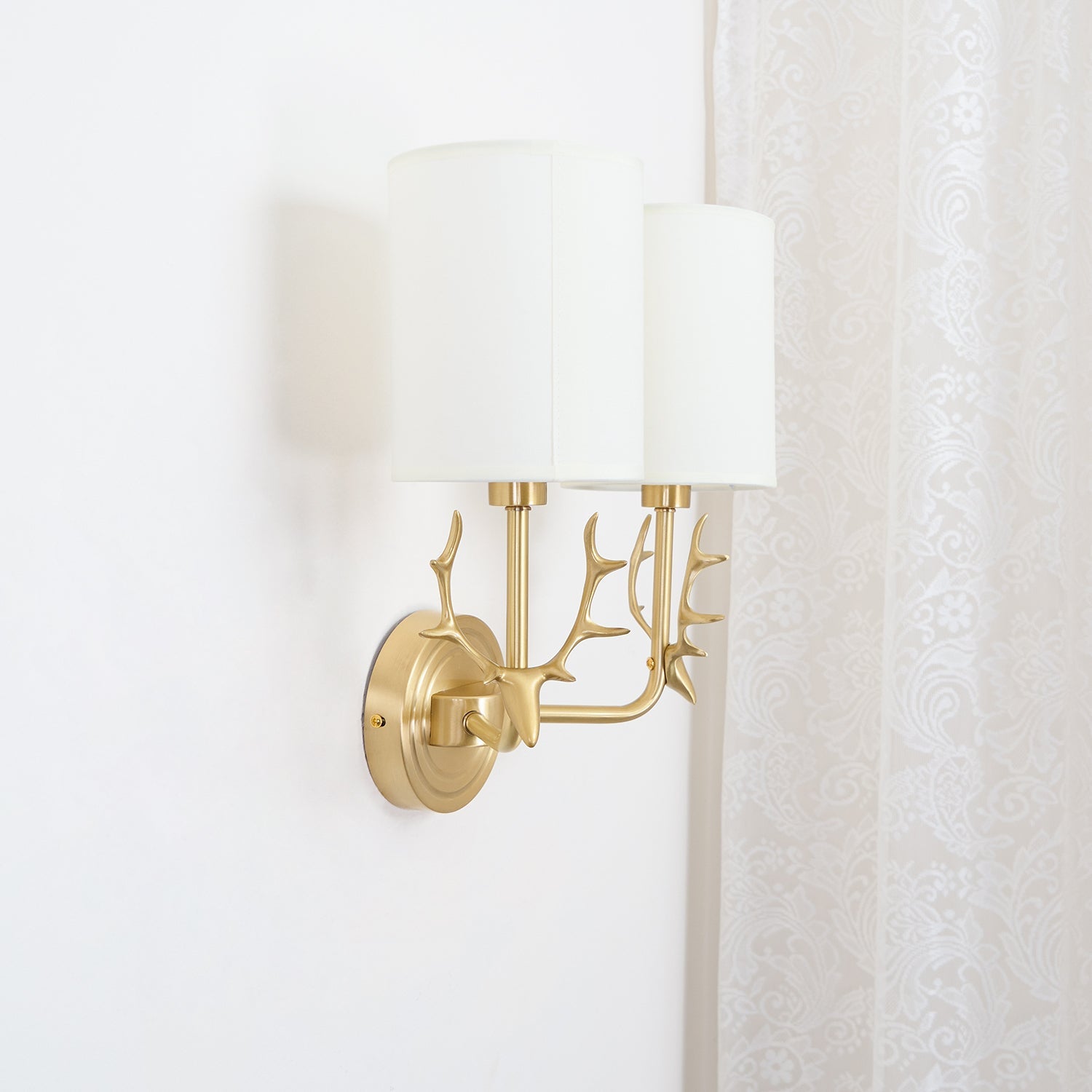 Deer Head Brass Wall Sconce Lighting Lobby