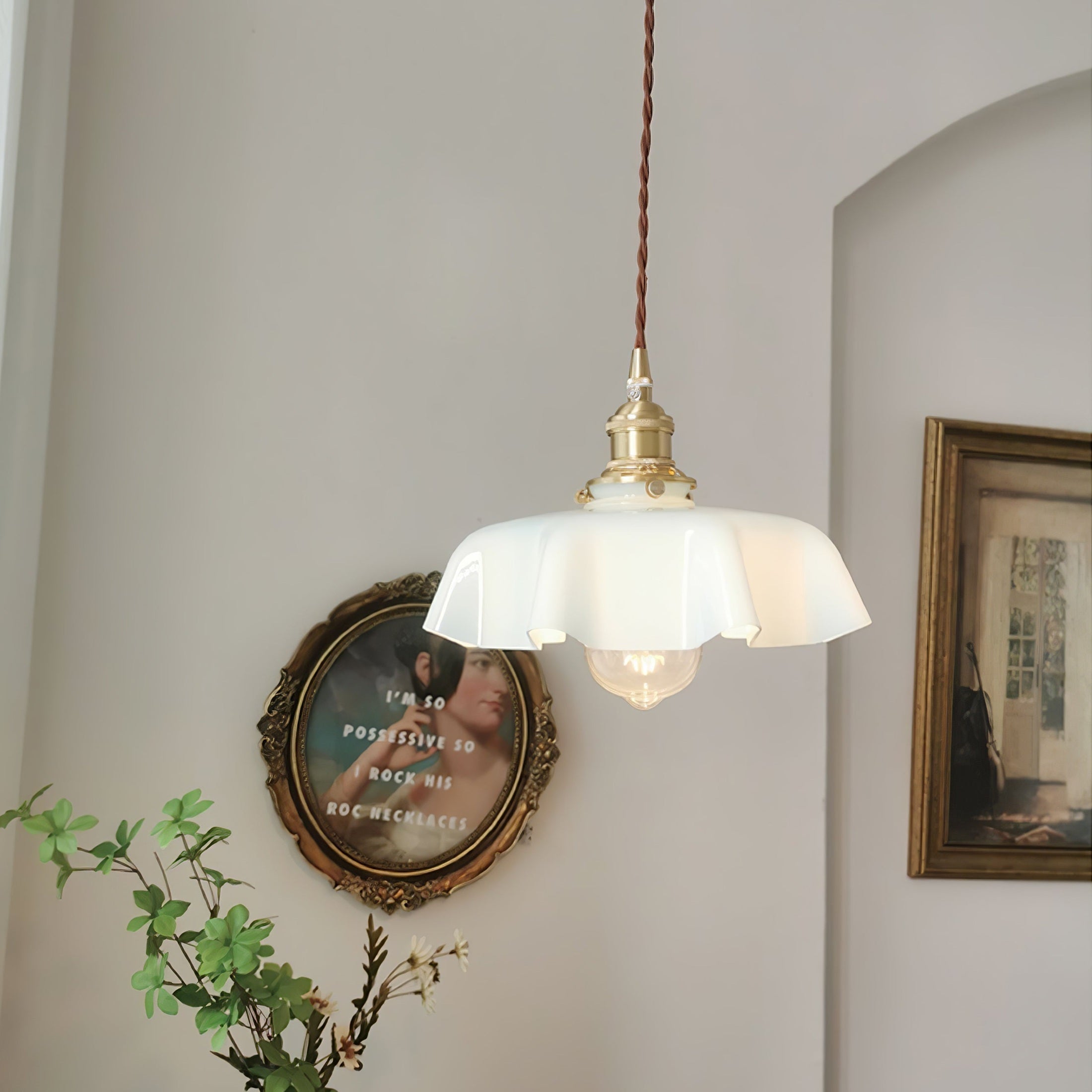 French Floral Ceiling Pendant Lighting Lobby